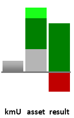 Das AssetRanking ist ein Vermögensvergleich mit einem durchschnittlichen KMU. Links der Assetvergleich, rechts das operative Ergebnis