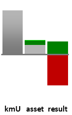 Das AssetRanking ist ein Vermögensvergleich mit einem durchschnittlichen KMU. Links der Assetvergleich, rechts das operative Ergebnis