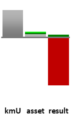 Das AssetRanking ist ein Vermögensvergleich mit einem durchschnittlichen KMU. Links der Assetvergleich, rechts das operative Ergebnis