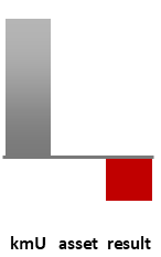 Das AssetRanking ist ein Vermögensvergleich mit einem durchschnittlichen KMU. Links der Assetvergleich, rechts das operative Ergebnis