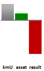 Das AssetRanking ist ein Vermögensvergleich mit einem durchschnittlichen KMU. Links der Assetvergleich, rechts das operative Ergebnis