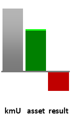 Das AssetRanking ist ein Vermögensvergleich mit einem durchschnittlichen KMU. Links der Assetvergleich, rechts das operative Ergebnis