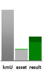 Das AssetRanking ist ein Vermögensvergleich mit einem durchschnittlichen KMU. Links der Assetvergleich, rechts das operative Ergebnis