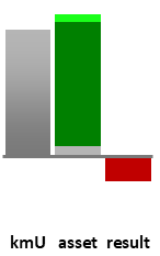 Das AssetRanking ist ein Vermögensvergleich mit einem durchschnittlichen KMU. Links der Assetvergleich, rechts das operative Ergebnis