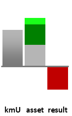 Das AssetRanking ist ein Vermögensvergleich mit einem durchschnittlichen KMU. Links der Assetvergleich, rechts das operative Ergebnis