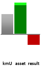 Das AssetRanking ist ein Vermögensvergleich mit einem durchschnittlichen KMU. Links der Assetvergleich, rechts das operative Ergebnis