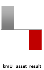 Das AssetRanking ist ein Vermögensvergleich mit einem durchschnittlichen KMU. Links der Assetvergleich, rechts das operative Ergebnis