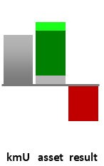 Das AssetRanking ist ein Vermögensvergleich mit einem durchschnittlichen KMU. Links der Assetvergleich, rechts das operative Ergebnis