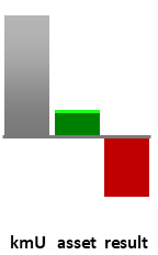 Das AssetRanking ist ein Vermögensvergleich mit einem durchschnittlichen KMU. Links der Assetvergleich, rechts das operative Ergebnis