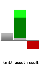 Das AssetRanking ist ein Vermögensvergleich mit einem durchschnittlichen KMU. Links der Assetvergleich, rechts das operative Ergebnis
