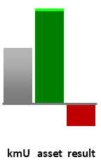 Das AssetRanking ist ein Vermögensvergleich mit einem durchschnittlichen KMU. Links der Assetvergleich, rechts das operative Ergebnis